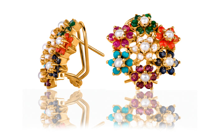 Nauratan Studs Earrings In Sterling Silver 925 22k Gold Plated 