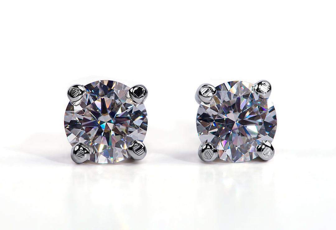1 carat Moissanite an alternative for diamonds studs in handmade 925 silver by Zanvari, versatile for both formal and casual wear