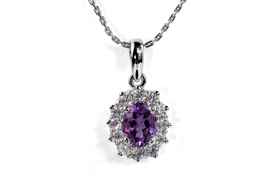Princess Diana Style Amethyst Necklace - Handcrafted Elegance