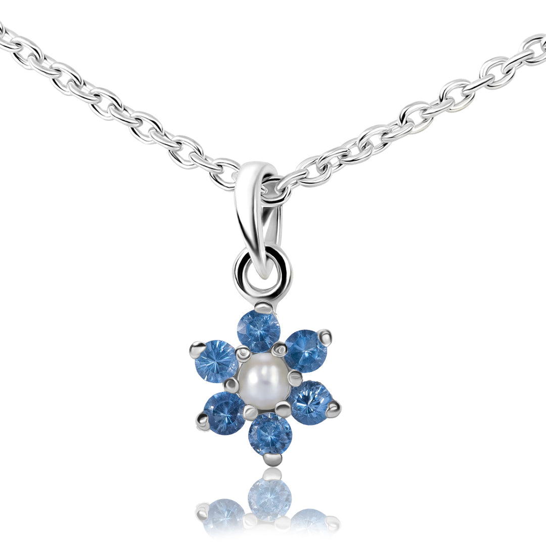 Natural Topaz and Natural Pearl Necklace in Sterling Silver 925