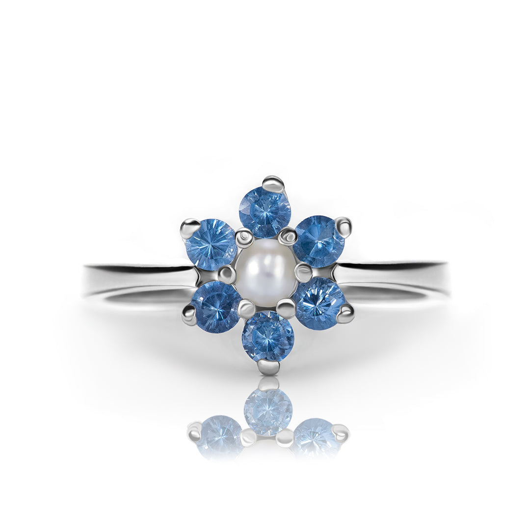Natural Topaz and Natural Pearl Ring in Sterling Silver 925