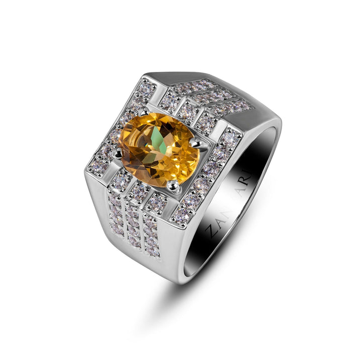 Men's Citrine Stone Ring in Sterling Silver 925 - Timeless and Affordable