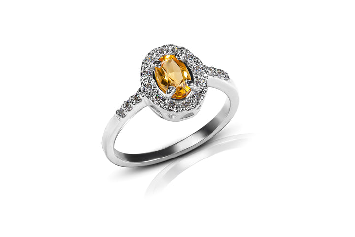 Citrine Stone of Sunlight Ring in Sterling Silver 925 - Elegant and Positively Radiant