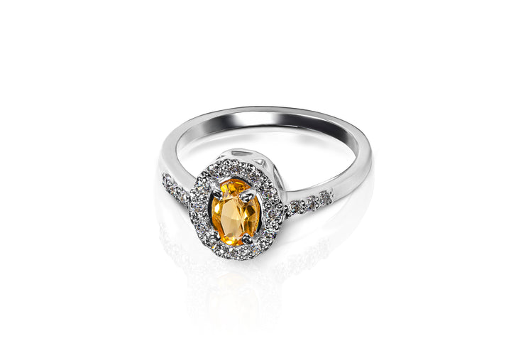 Citrine Stone of Sunlight Ring in Sterling Silver 925 - Elegant and Positively Radiant