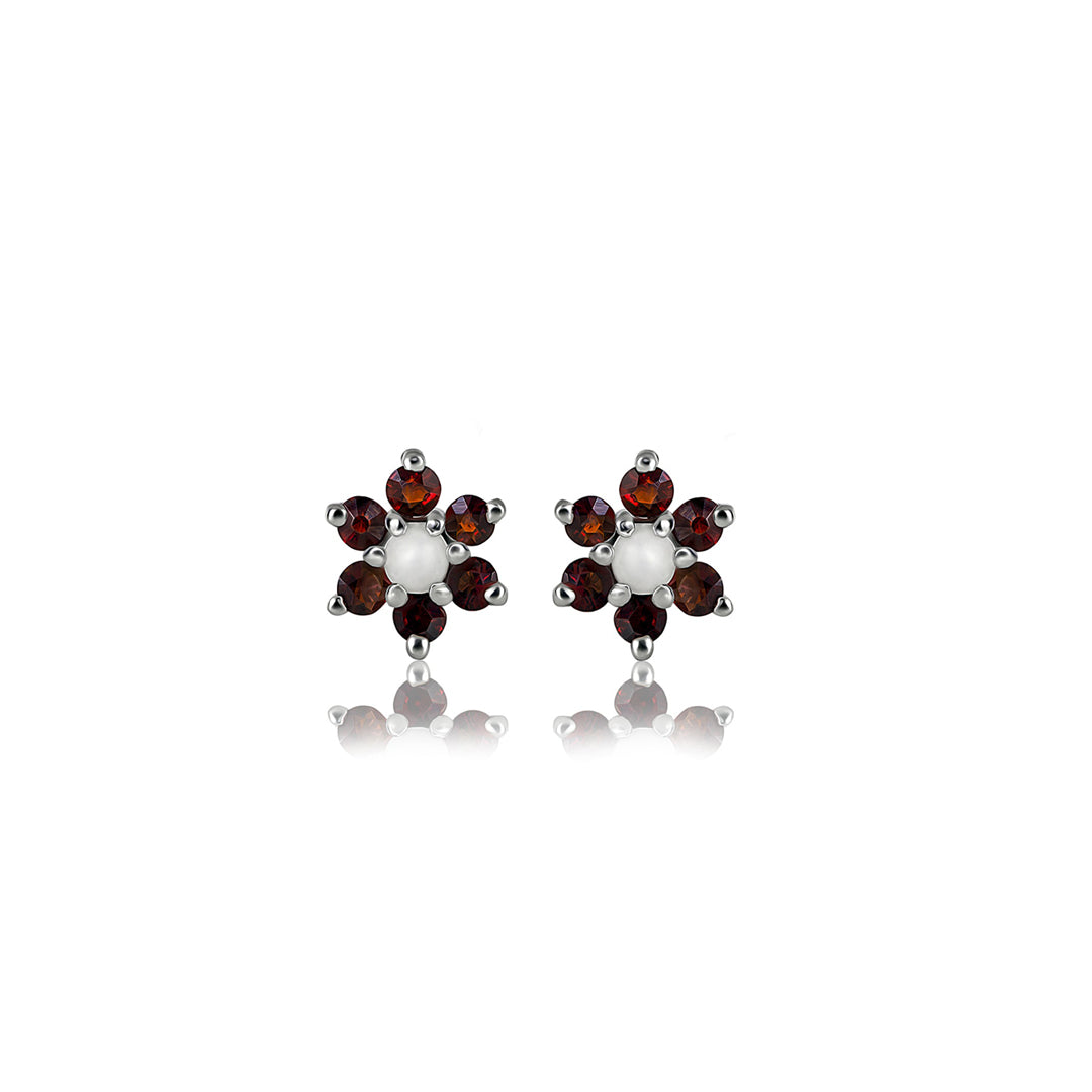 Natural Garnet With Natural Pearl In Sterling Silver 925