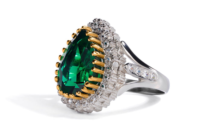 Authentic Hurrem Sultan Ring - Handcrafted with Green Stone and Sterling Silver"