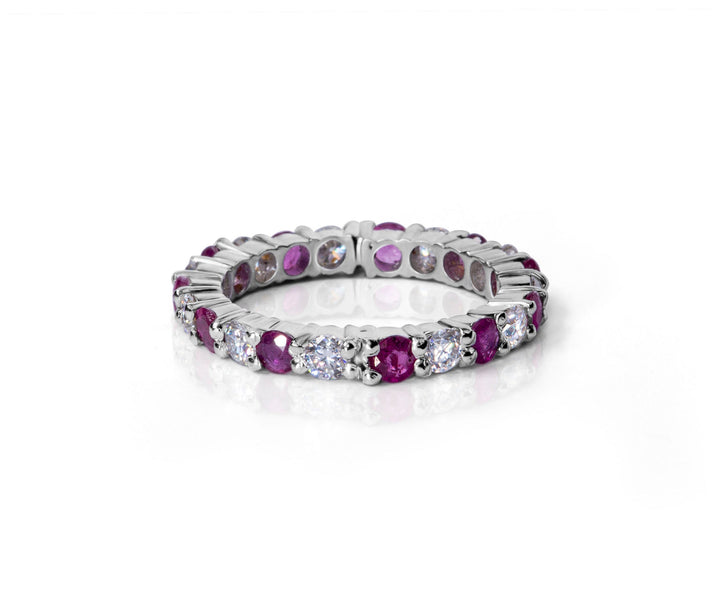 Ruby and Moissanite Eternity Band For Her