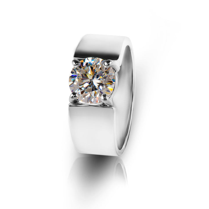 Men's Engagement Moissanite Band in Sterling Silver 925 - Timeless and Affordable