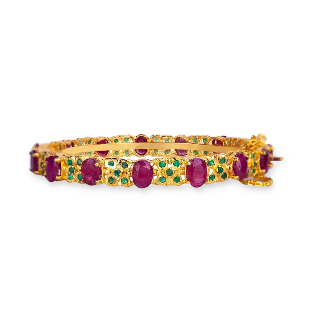 Luxurious Natural Ruby and Emerald Bangle