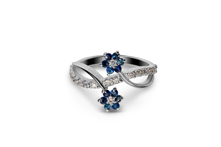 Sterling Silver 925 Sapphire Flower Infinity Ring with Zirconia - A Timeless Symbol of Love
