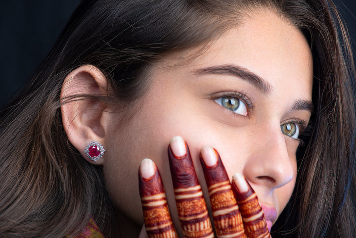 Ruby Imitation Studs Earrings  