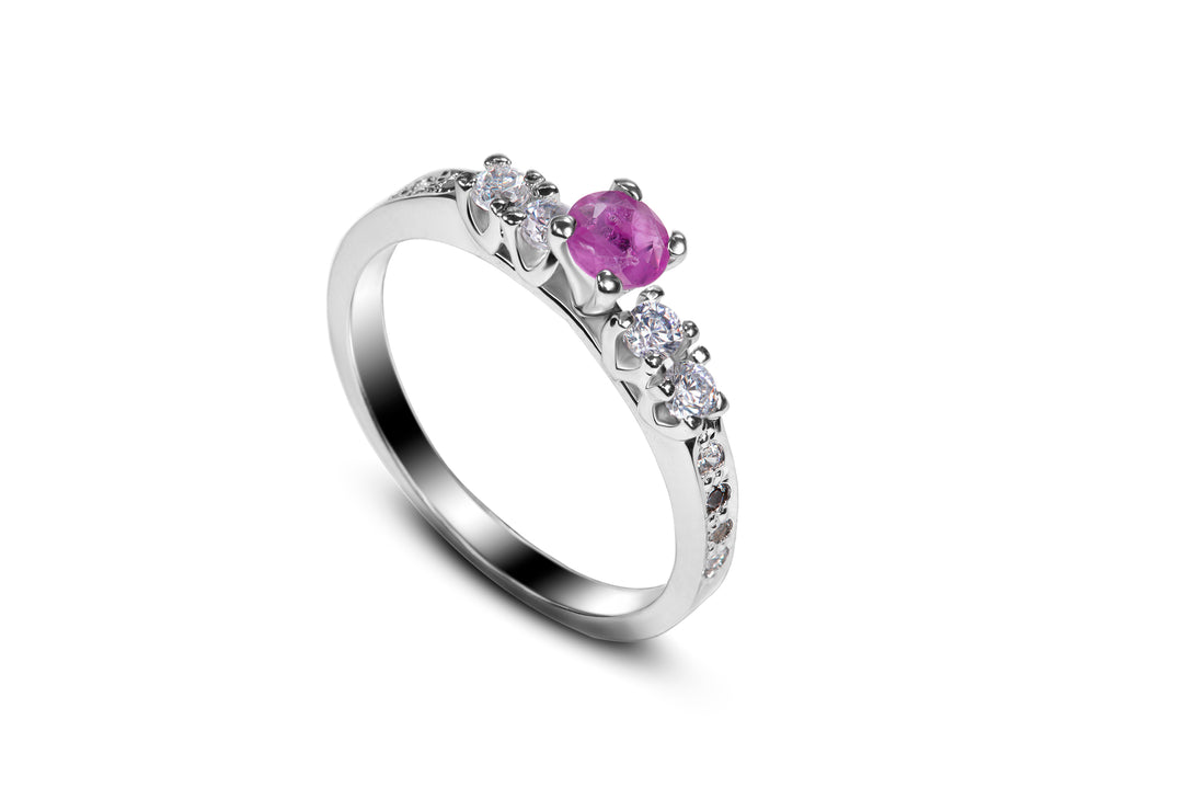 Ruby & Zircon Silver Ring - Timeless Elegance