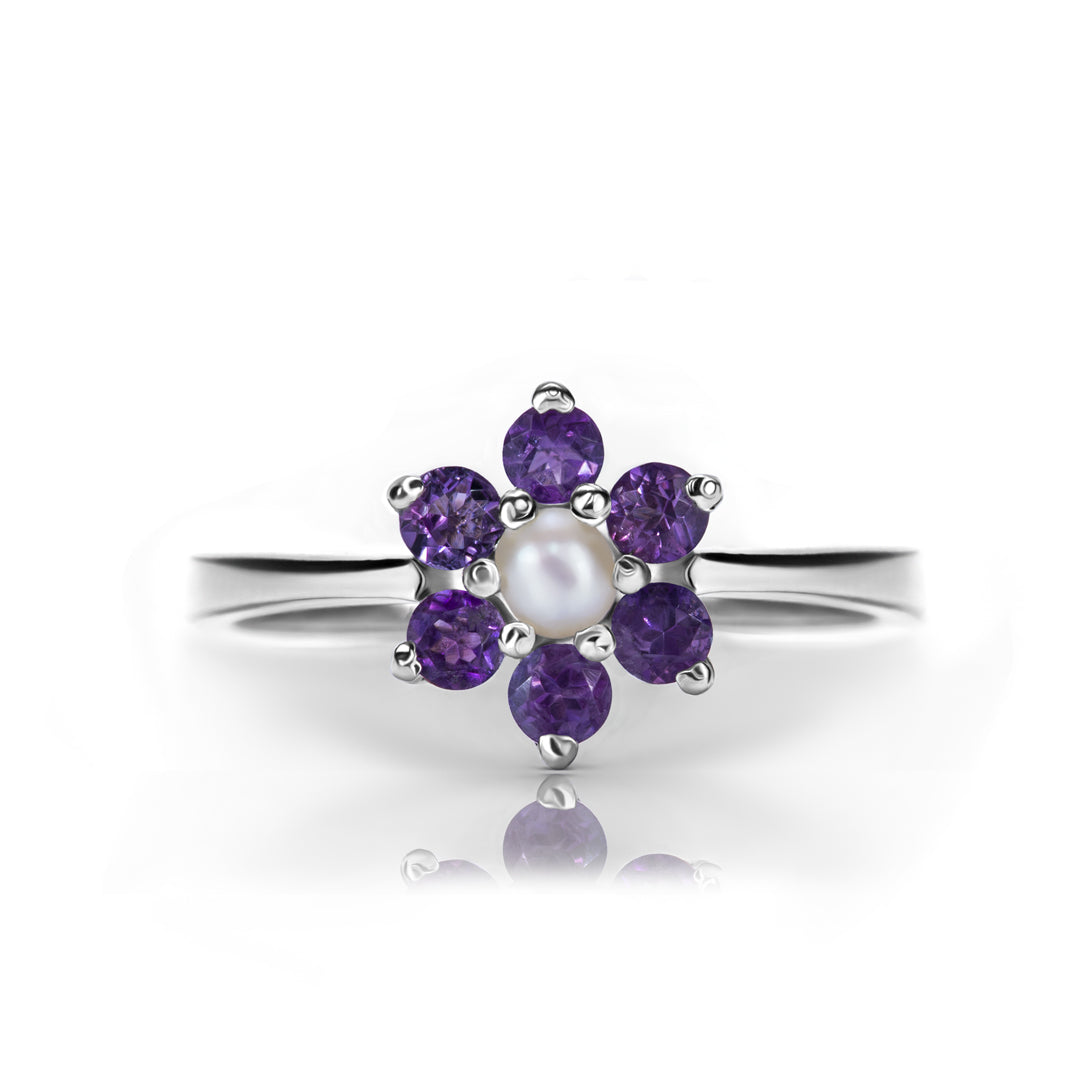 Natural Amethyst With Natural Pearl In Sterling Silver 925
