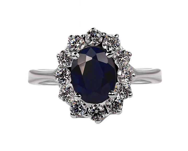 Sterling Silver Sapphire Princess Diana Style Ring