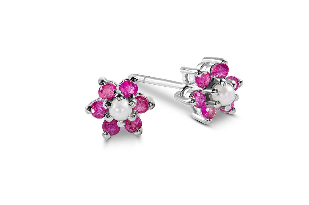 Natural Pink Spinel With Natural Pearl In Sterling Silver 925