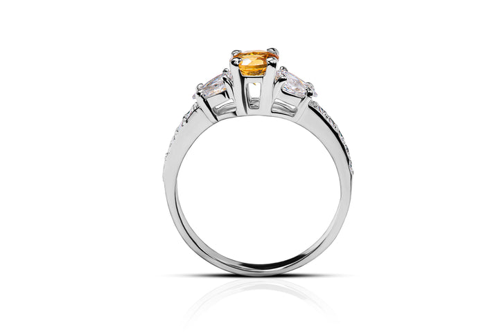 Citrine Sunbeam Ring in Sterling Silver 925