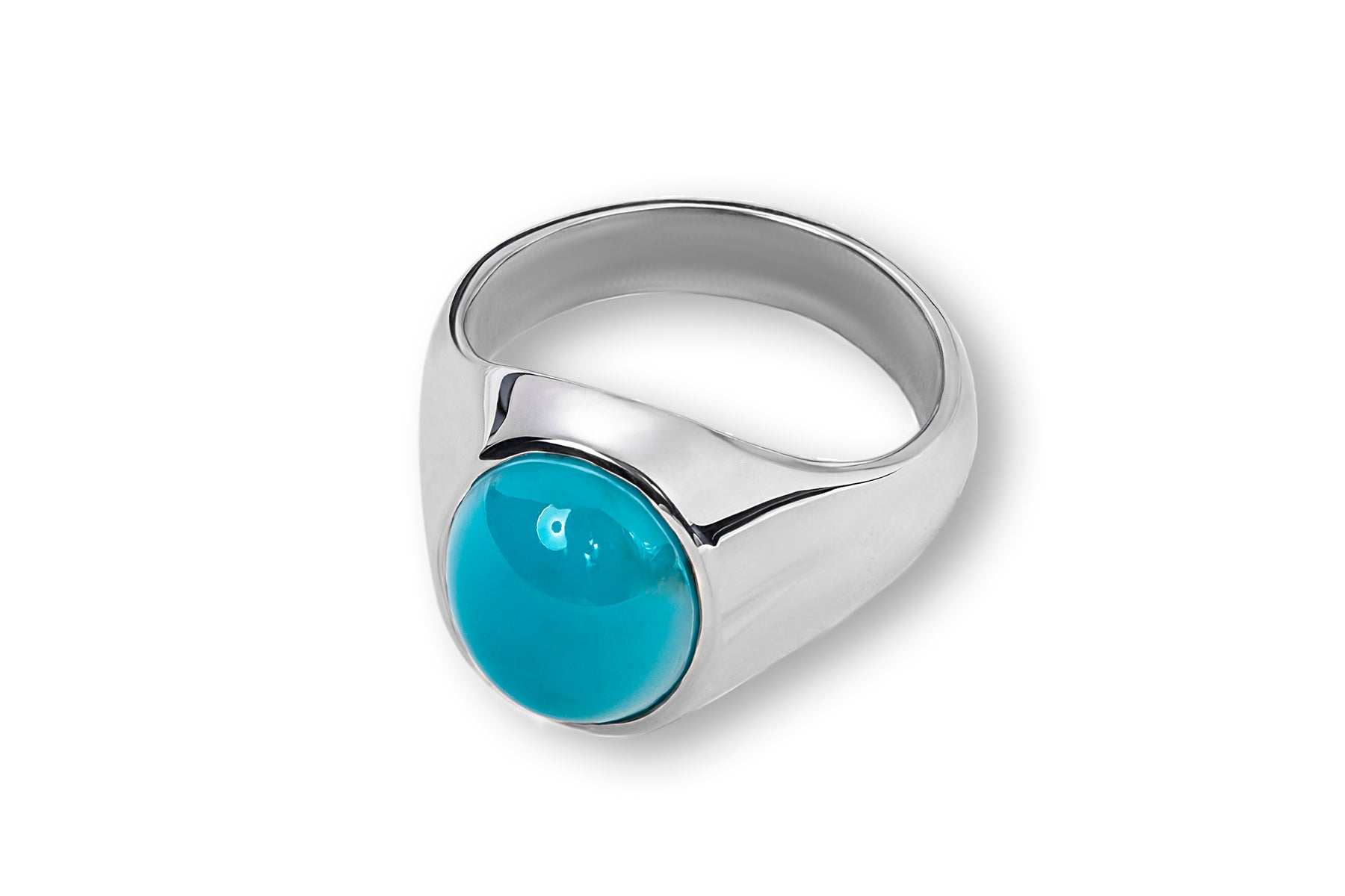 Oval Turquoise Grid Pattern Silver Ring | Boutique Ottoman Exclusive