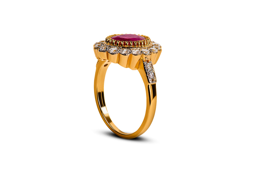 Natural Ruby Ring in Gold Plating - Timeless Elegance and Luxury