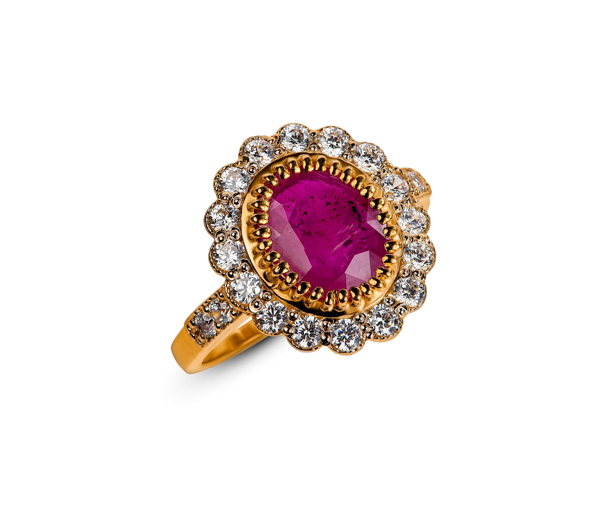 Grace of Ruby Ring | Natural Ruby Halo | Zanvari Pakistan