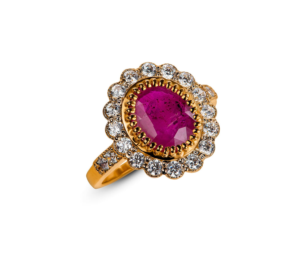 Natural Ruby Ring in Gold Plating - Timeless Elegance and Luxury